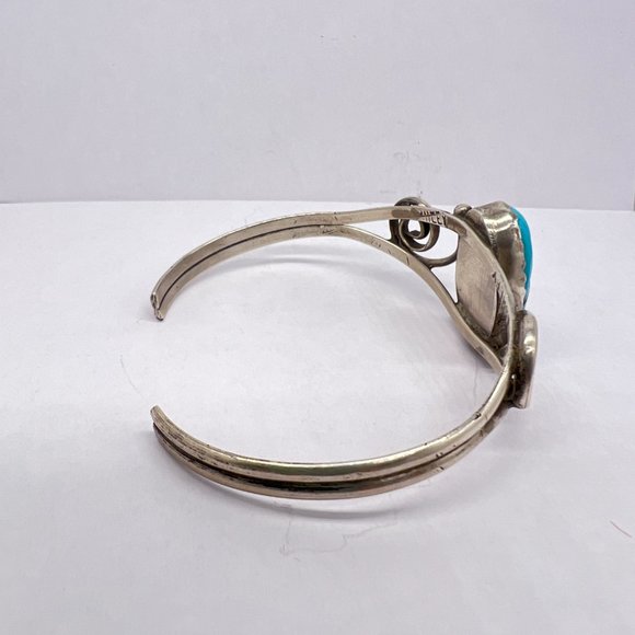 Vintage Navajo Cuff Bracelet by Monroe Ashley Sterling Silver Turquoise Signed - Picture 5 of 13